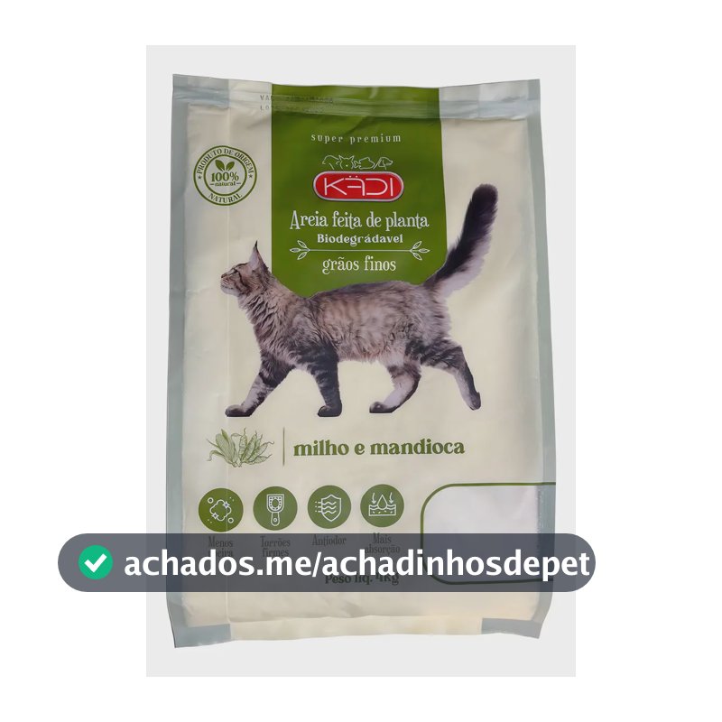 Areia Higiênica Fina Biodegradável Para Gatos Kadi 4kg