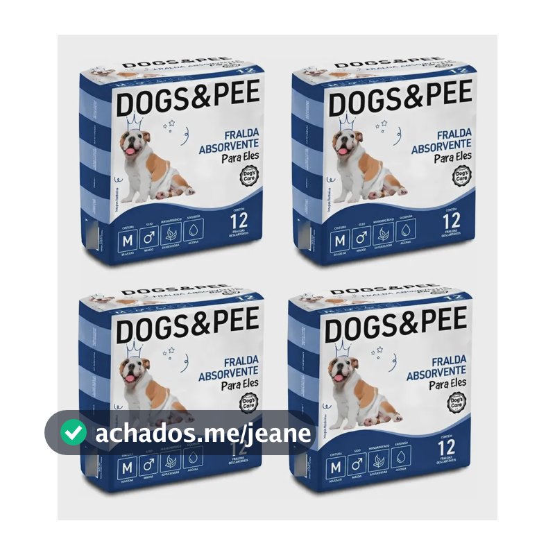 Fralda Descartável Higiênica Pet Cães Dogs Care Macho 48un M Branco M