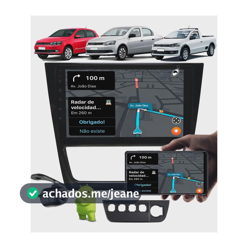 Multimídia 9pol Android Gol Saveiro Voyage G6 Moldura Câmera Cor Preto