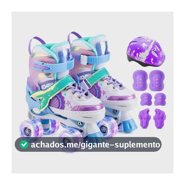 Patins Infantil Ajustável 4 Rodas Led Com Proteção Menina
