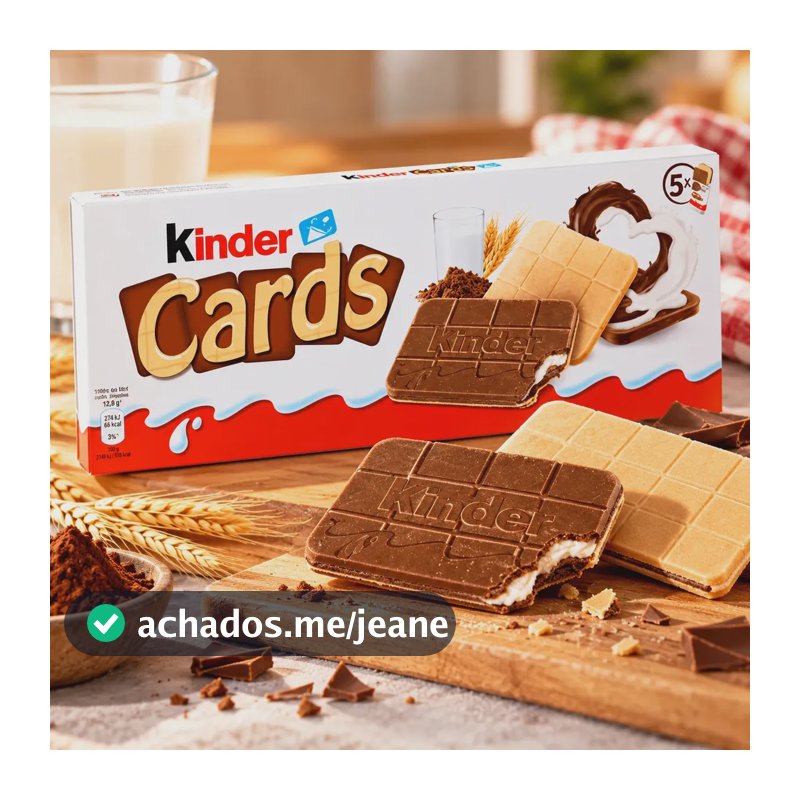 Biscoito Kinder Cards Recheado Chocolate e Leite 128g
