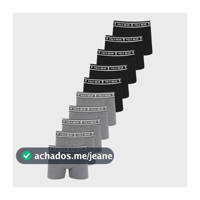 Kit 10 Cuecas Boxer Algodão Polo Wear Sortido