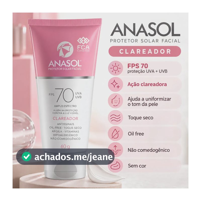 Anasol Protetor Solar Facial Clareador Toque Seco - Fps 70