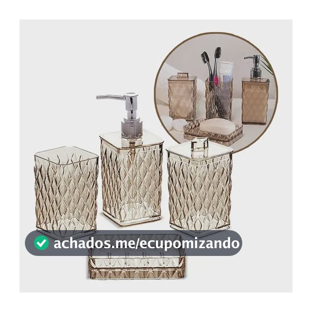 Kit De Banheiro Luxo 4 Utensilios De Lavabo Plasutil Casa
