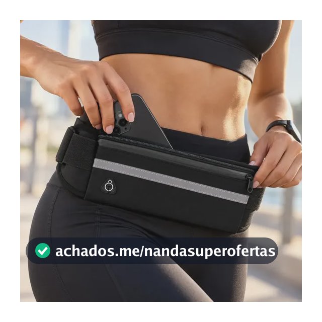 Pochete Corrida Slim Impermeável Porta Celular Para Treino Academia Caminhada Fitness Running Ajustável Estocasa Preta Doleira Viagem
