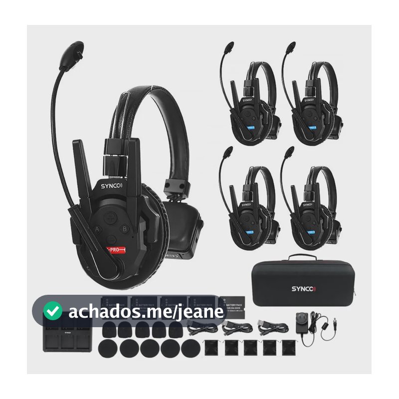 Synco Xtalk Xpro5 Headset Intercomunicador Sem Fio, 2.4ghz Preto 2.4 Ghz 5v