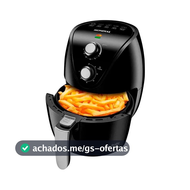 Air Fryer Fritadeira Eletrica Mondial +saude 1500w 3,5l Cor Preto