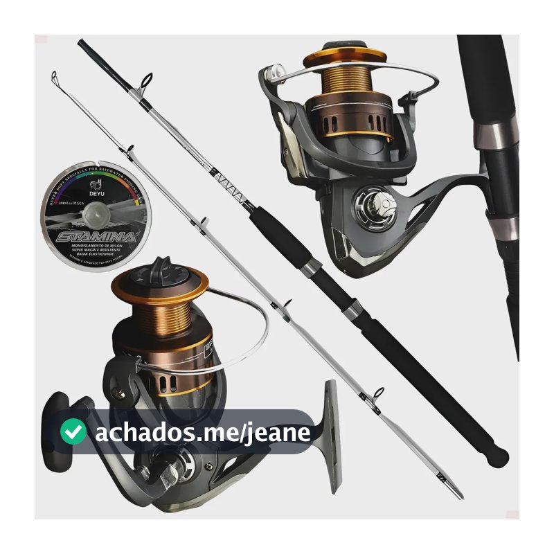 Kit Pesca Vara Fibra Vidro 11kg + Molinete 7000 E Linha 100m