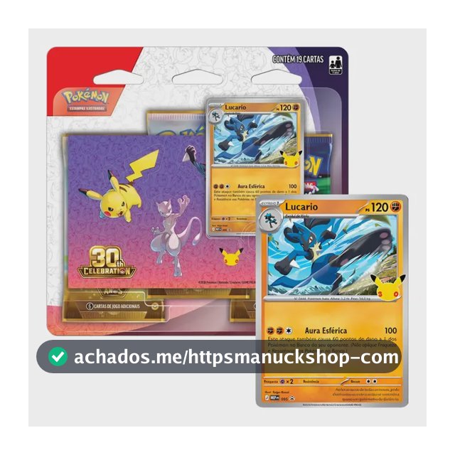 Blister Triplo Pokémon Celebração De 30 Anos Adesivo Lucario