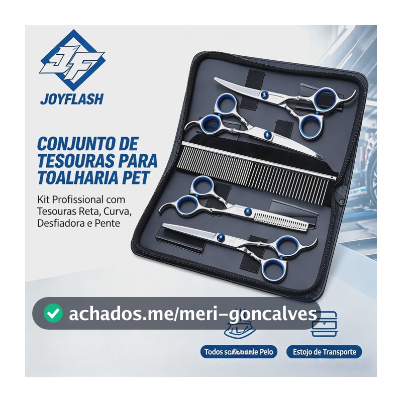 Kit 4 Tesouras Banho Tosa Pet Cães Shop Profissionais