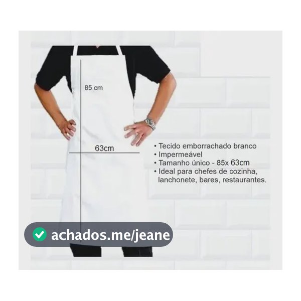 Avental Emborrachado Pequeno Lamare Branco 85x63cm EPI Cozinha