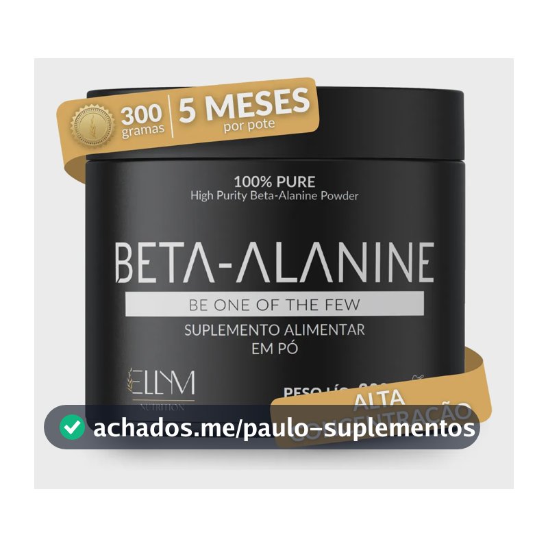 Beta Alanina 300g 100% Pura Performance Recuperação Muscular Pós Pré Treino 150 Doses Sem Sabor Concentrada Ellym Nutrition