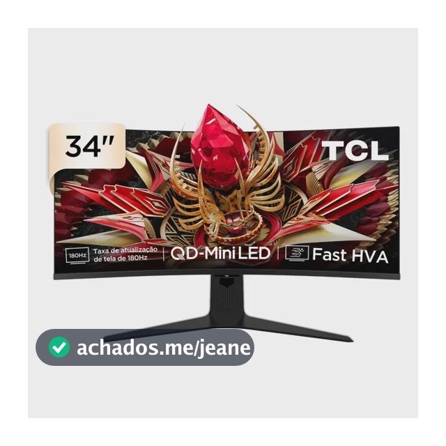 Monitor Gamer Curvo Tcl 34 Polegadas Qd-Mini Led Wqhd R83q 180hz 1ms (Gtg) Hdr 1400 Nits 34r83q