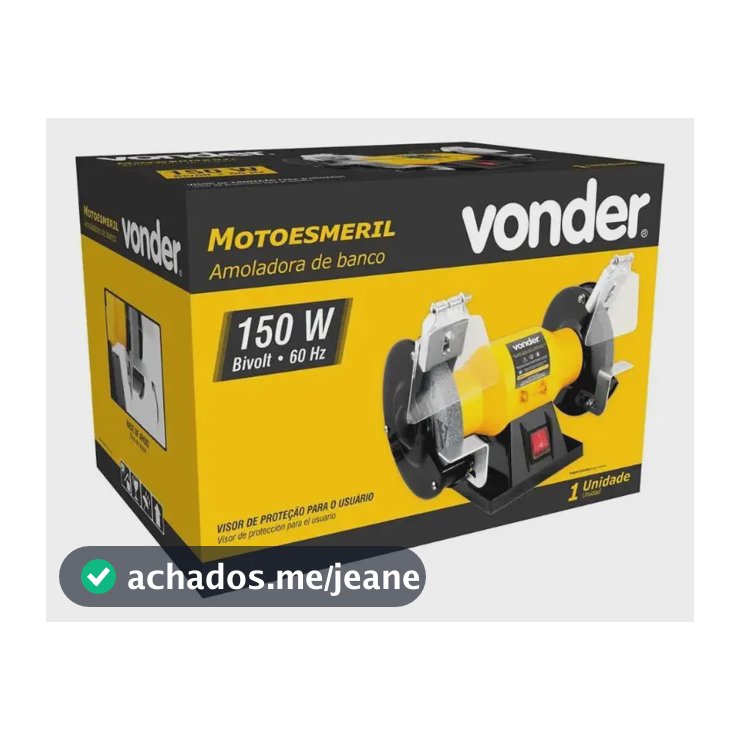 Motoesmeril Lixadeira De Bancada 150w Vonder Cor Amarelo Frequência 60 Hz