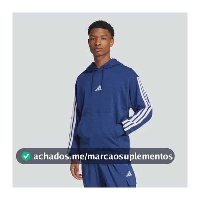 Moletom Masculino  Essentials 3 Listras adidas L Azul/azulescuro Liso