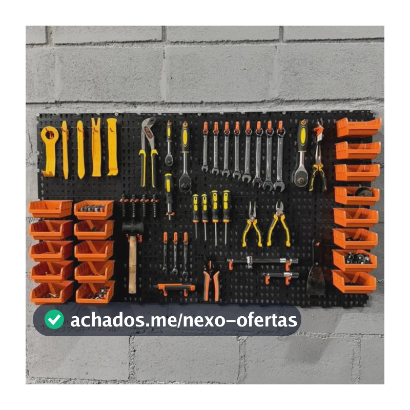 Painel Ferramentas Organizador Perfurado 118x52 + Brindes Preto Com Laranja