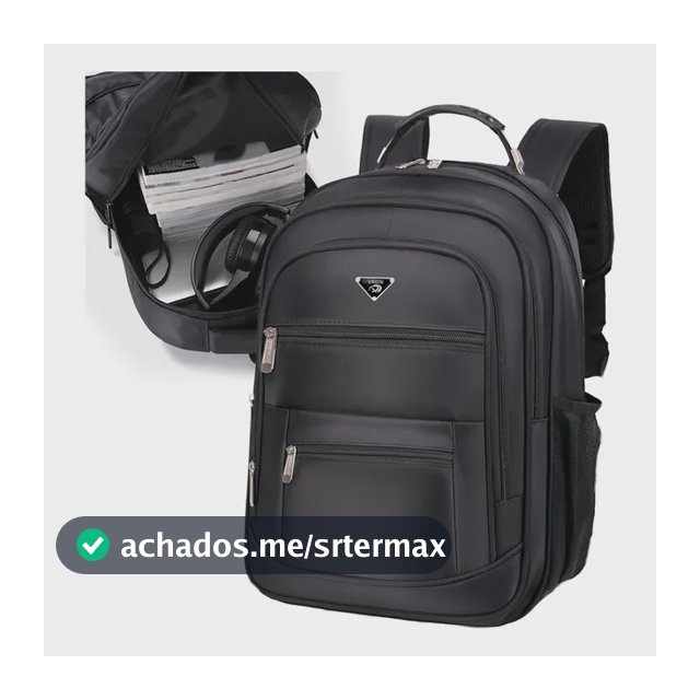 Mochila Masculina Impermeável Faculdade Alça Reforçada Preto Preto Liso