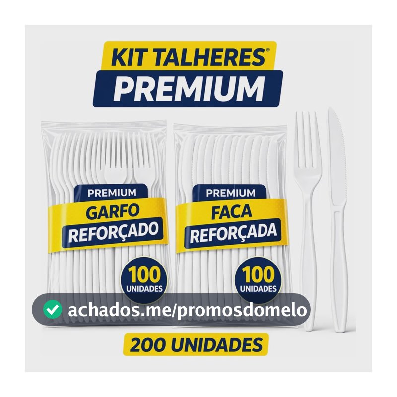 Kit 100 Facas E 100 Garfos Descartáveis Reforçados Branco