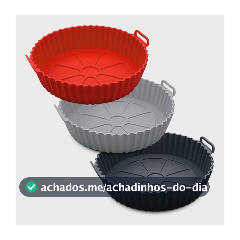 Kit 3 Forma Silicone Air Fryer Antiaderente Bolo Forno Alça