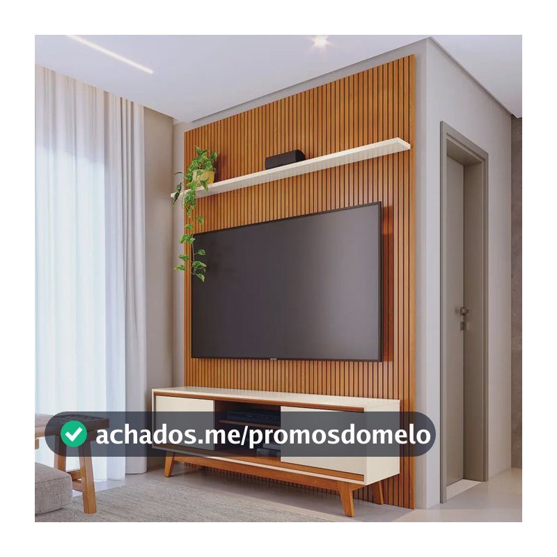 Rack com Painel Ripado Madetec Milo para TV até 65'' Cinamomo/Off White