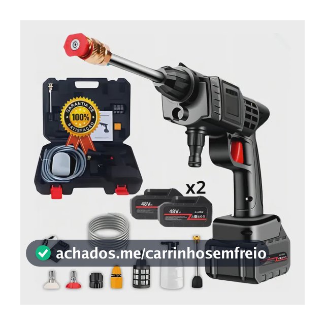 Lavadora Potente Portátil 2 Baterias Preto