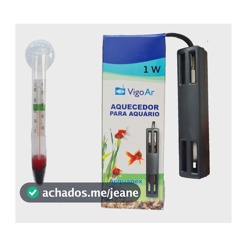 Aquecedor Vigoar 1W Com Termômetro Para Aquário Mini Betta