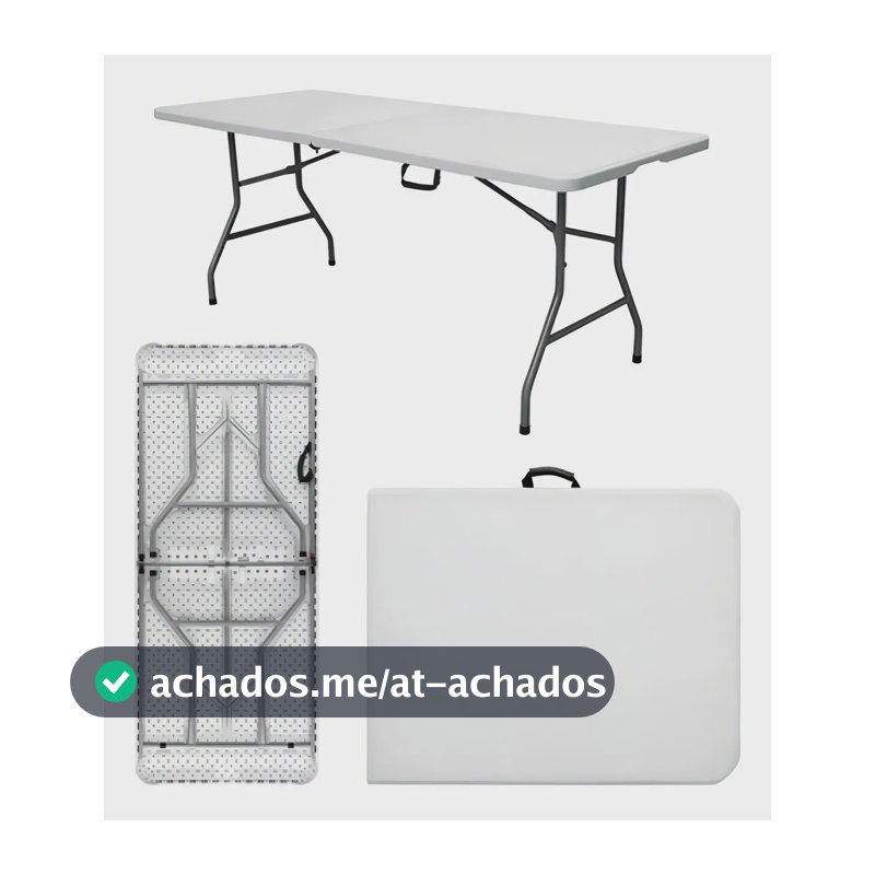 Mesa Dobrável Vira Maleta Com Alça Portátil 1.80m Para Camping Pesca Jardim Área Externa Ou Interna Salão De Festas Gourmet Cor BrancoLuvinco