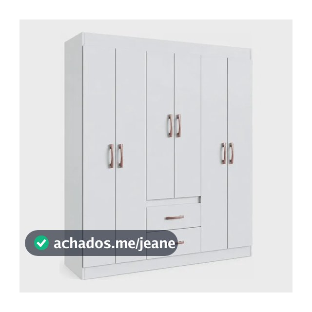 Guarda Roupa Solteiro 6 Portas 2 Gavetas Sidney Doripel Cor Branco