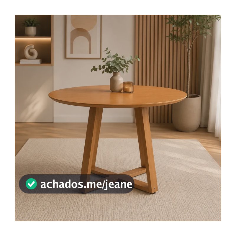 Mesa De Jantar Redonda Onix 110cm Para 4 Lugares Gabilitte Nature