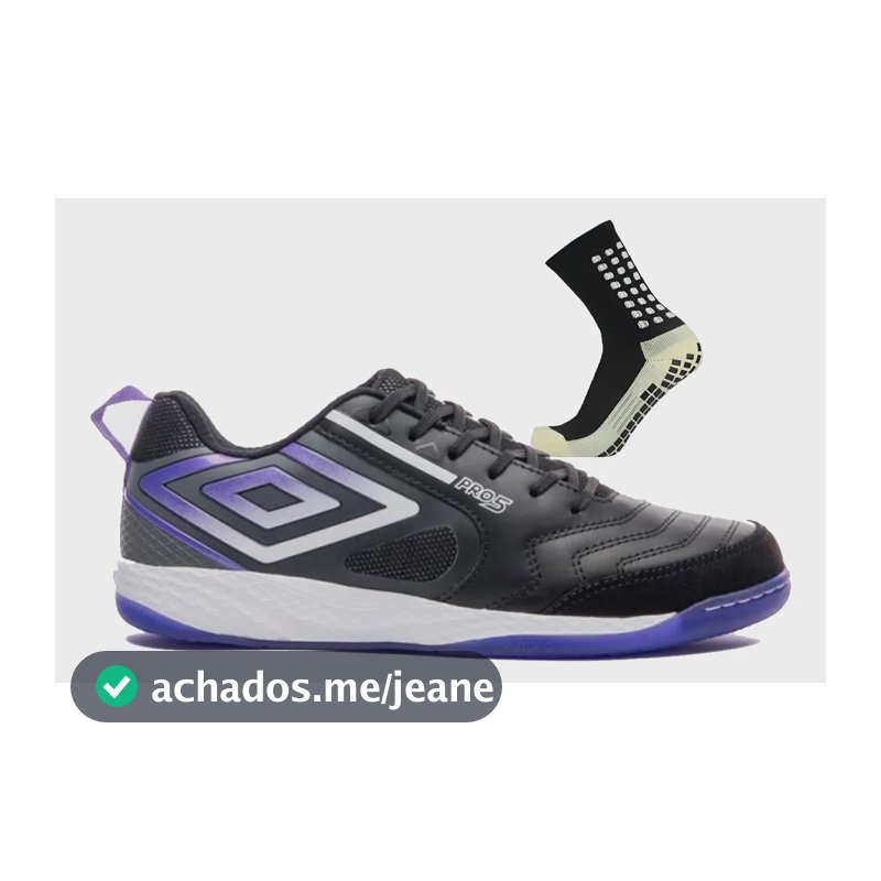 Chuteira Indoor Futsal Umbro Pro 5 Bump Couro Original Cores Preto/roxo 37 Br