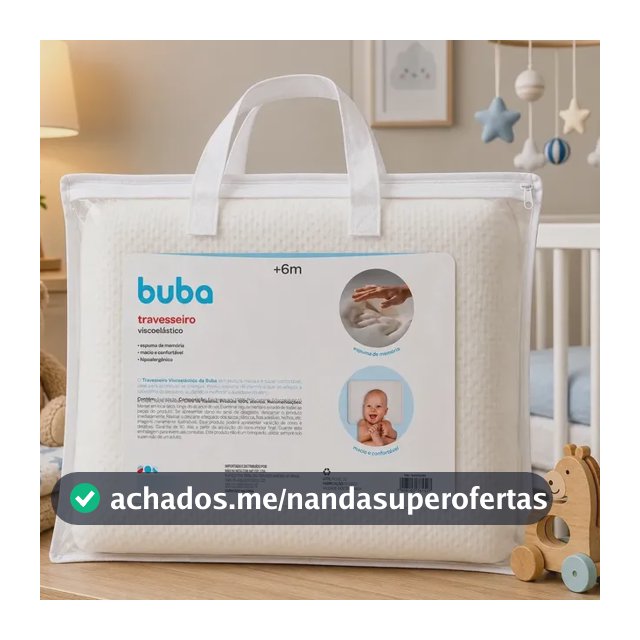 Travesseiro Hipoalergênico Viscoelástico Conforto Bebê Buba Branco