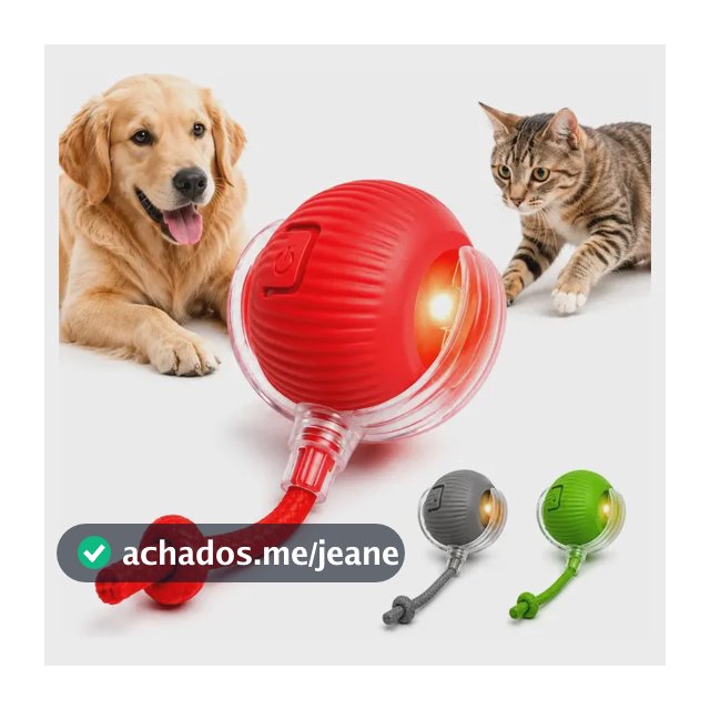 Bola Pet Inteligente Automática Giratória Recarregável Usb Brinquedo Cachorro Cão Gato Cauda Pets - Black Raipe Vermelha