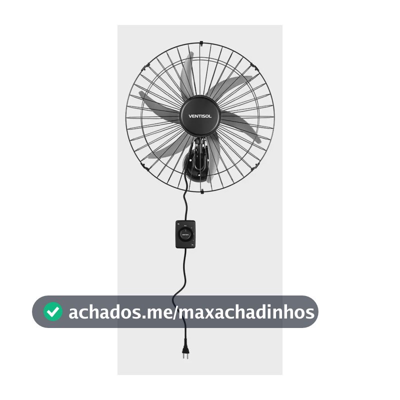 Ventilador oscilante de parede ventisol Steel 6 pás 50cm preto