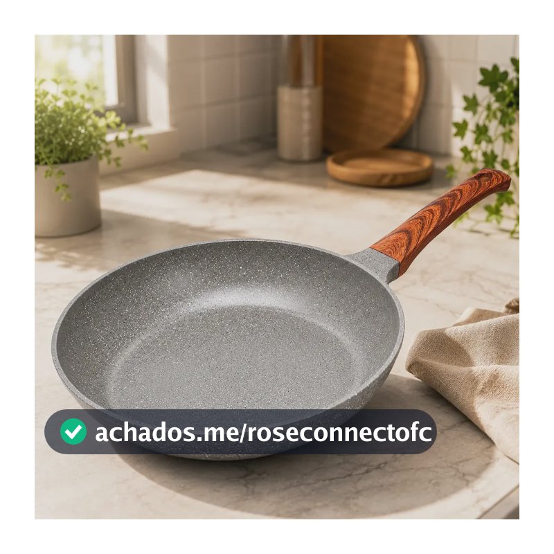 Frigideira Cerâmica Antiaderente 24cm Indução Cooktop Fogão a Gás Não Gruda Sem Óleo Cor Cinza Granito