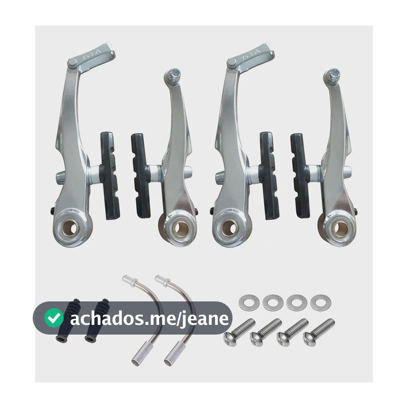 Freio V-brake Gta Alumínio Prata Par Dianteiro Traseiro Bicicleta Peças