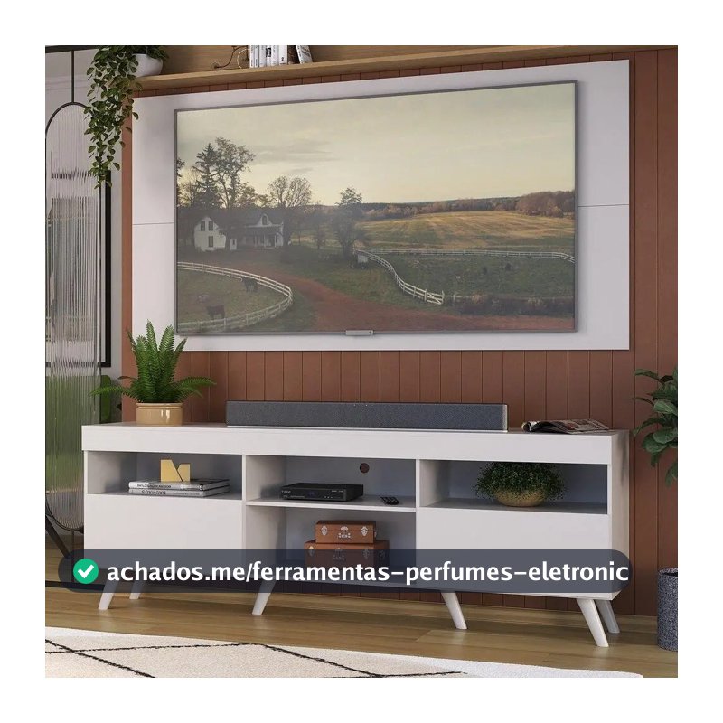 Rack c/ Painel TV até 65" Home Sala Retrô Flórida Multimóveis Branco