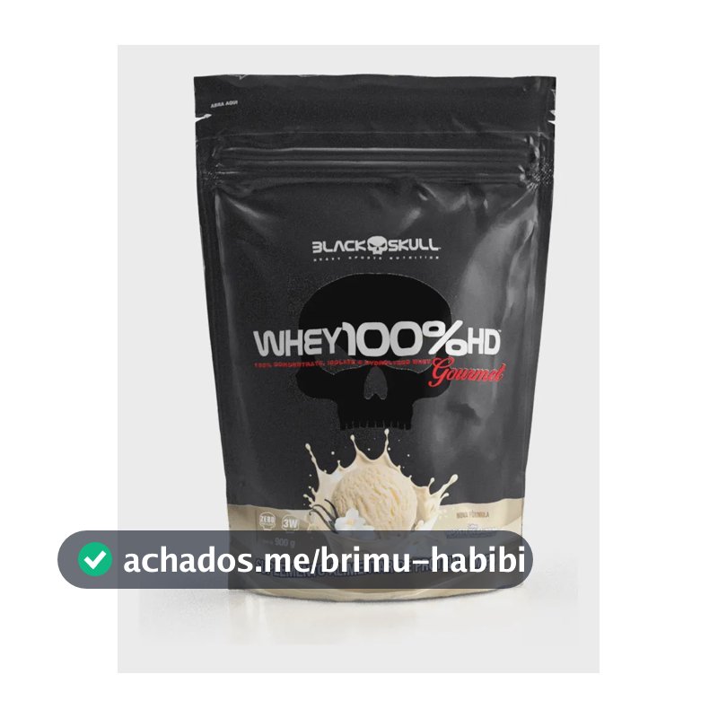 Whey 100% Hd 900g Refil Gourmet - Black Skull Sabor Baunilha