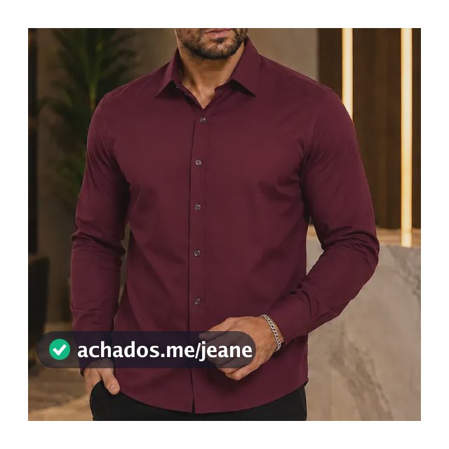 Camisa Social Masculina Slim Fit Sem Bolso Luxo Não Amassa