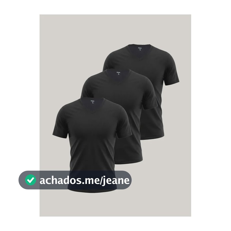 Kit Com 3 Camisetas Masculinas Slim Gola V Hering Preto Liso G