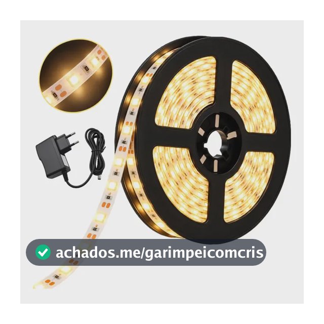 Fita Led 3528 Branco Quente Amarela 5m 300 Leds 12v Fonte Luz Branco-quente Maffacioli BFL-3528-BQ-IP20-FONTE