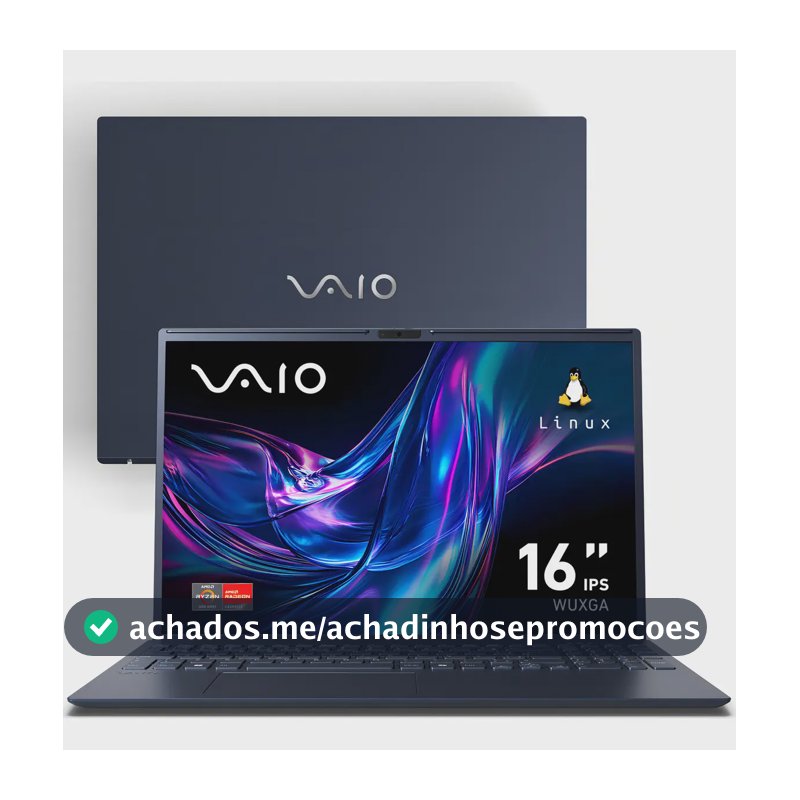 Notebook VAIO FE16 AMD Ryzen 5-5625U Linux 8GB RAM 256GB SSD Wi-Fi 6 Tela 16'' IPS WUXGA Antirreflexo - Cinza Grafite - VJFE69f11X-B0411H - Permite upgrade de memória RAM e SSD