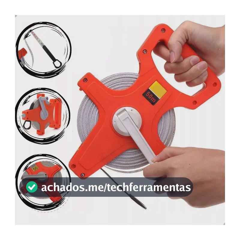 Trena De 50 Metros Fita De Fibra De Vidro Aberta 50m X 14mm