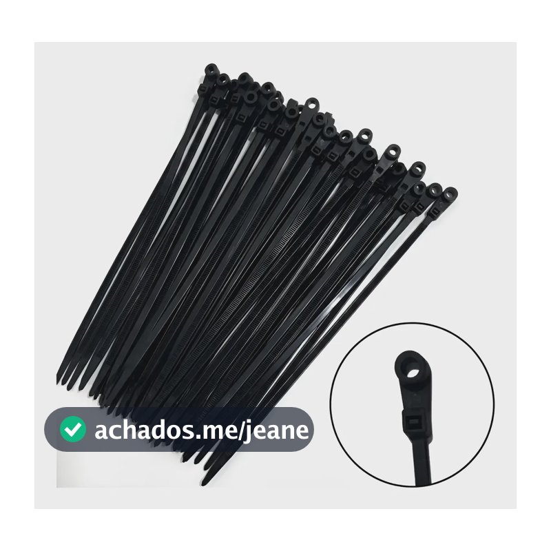 Kit 100 Abraçadeiras Com Olhal Parafusos 3,6x150 De Nylon Preto