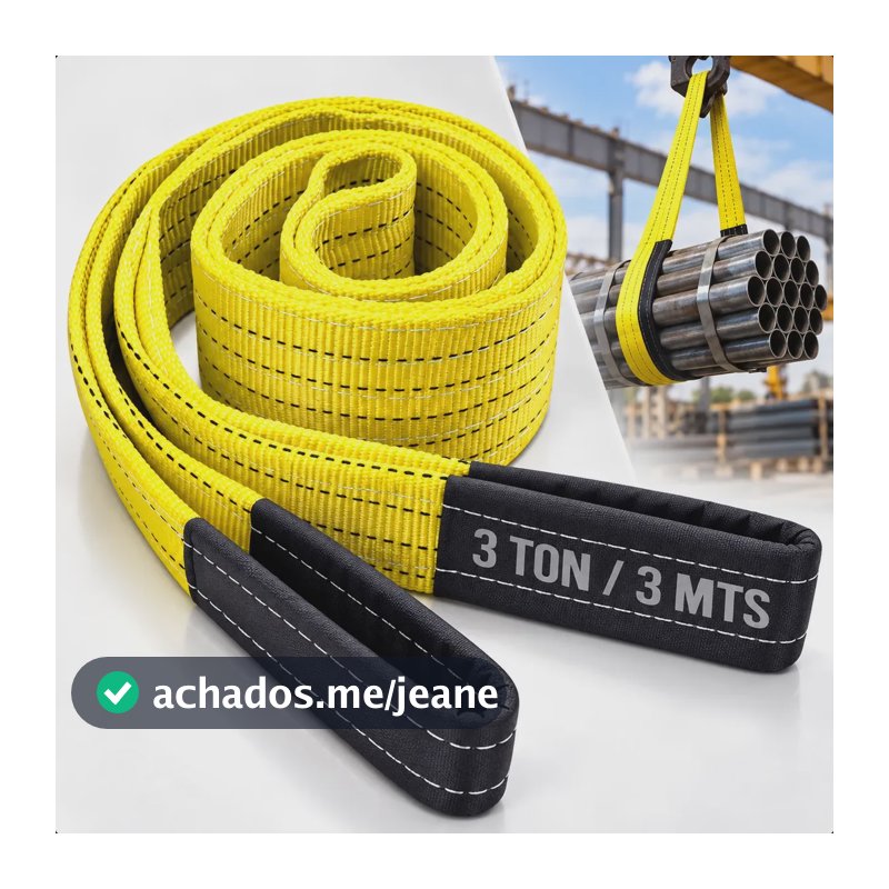 Cinta De Elevação Carga 3 Toneladas 3 Metros 90mm Reforçada Amarelo