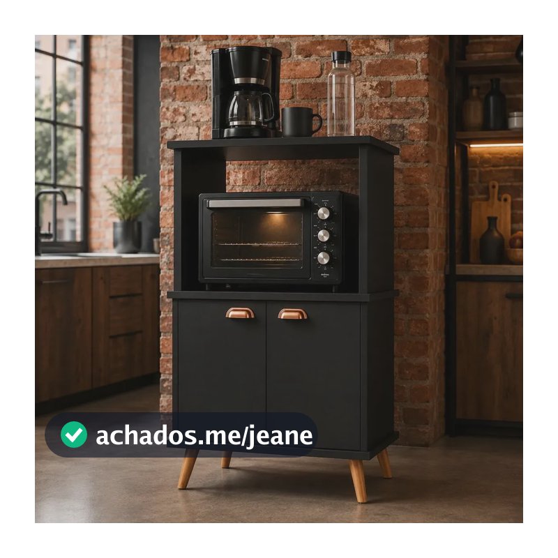 Suporte Bebedouro Armário Organizador Cozinha Com 2 Portas Preto