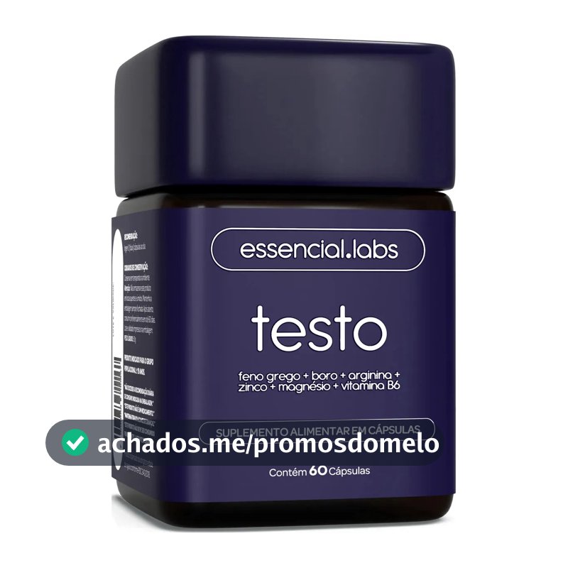 TESTO ESSENCIAL - Fórmula Exclusiva com Feno Grego + Boro + Arginina + ZMA + Vitamina B6 - 60 cápsulas