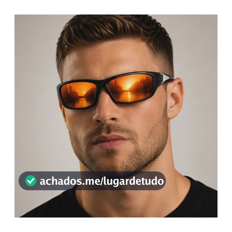 Óculos Esportivo Pesca Polarizado Uv400 Masculino Espelhado Laranja