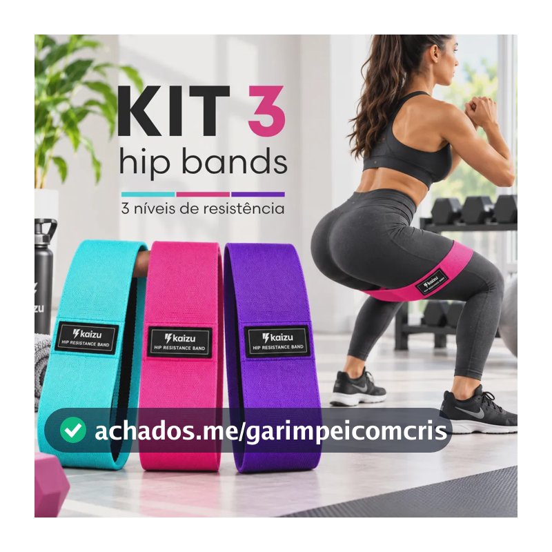 Kit 3 Faixas Elásticas Kaizu para Treino de Resistência de Glúteos