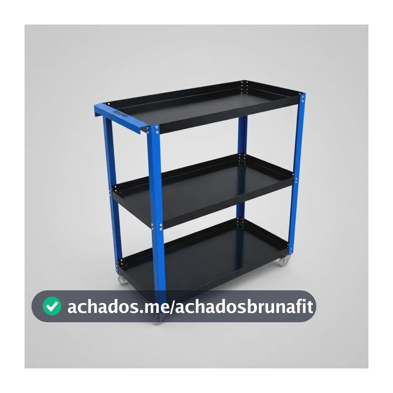 Carrinho De Ferramentas Aberto Forte P/ Mecânico Organizador Preto E Azul