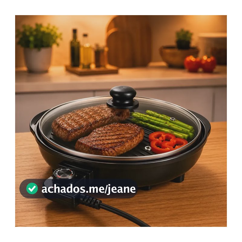 Grill Elétrico Antiaderente Churrasqueira De Apartamento Preto 220